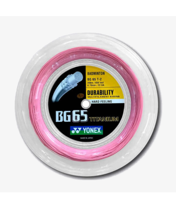 Yonex BG 65 Ti 200m Badminton String (Pink) soldes