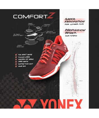 Yonex Power Cushion Comfort Z3 (Dark Red) Court Shoe 2024 Livraison rapide