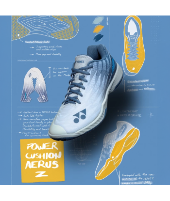 Yonex Aerus Z2 Wide (Gray/Yellow) Court Shoe est présent 